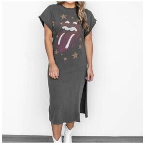 Daydreamer Free People Rolling Stones 89 Rolled Sleeves T-shirt Dress Sz S READ